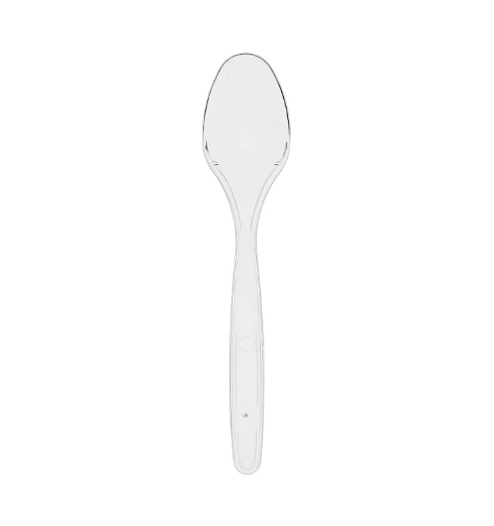 Petite Cuillère plastique PS Réutilisable Transparent 12,5cm (30 Utés)