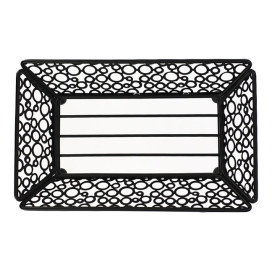 Stalen voedsel Containers Rechthoekige vorm zwart 21x14x6,5cm (6 stuks)