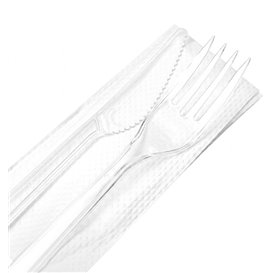 Set Couverts Réutilisables PS 2 pièces + Serviette (25 Utés)