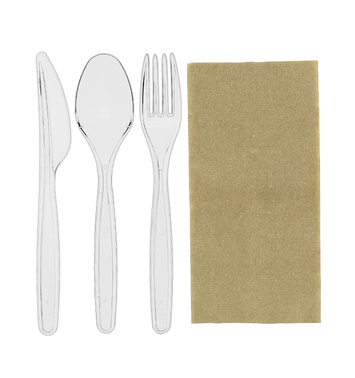 Set Couverts Réutilisables PS 3 pièces + Serviette (250 Utés) Set Couverts Réutilisables PS 3 pièces + Serviette (250 Utés)