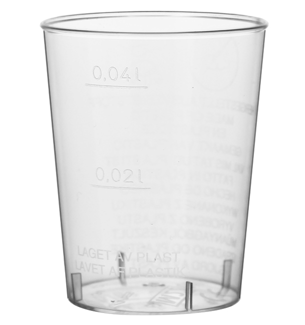 Plastic PS Shotje Geïnjecteerde glascider transparant 40 ml (50 stuks) 