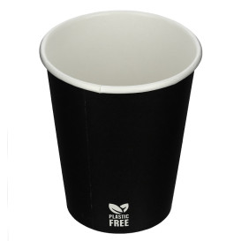 Gobelet en Carton sans Plastique 8 Oz/240ml Noir Ø8,0cm (50 Utés)
