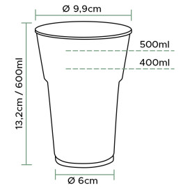 Herbruikbare PS Beker "Diamant" Kristal 600ml (25 stuks) 