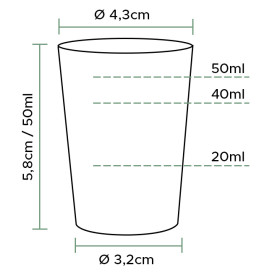 Verre Plastique Dur Transparent PS 50ml (1.600 Unités)