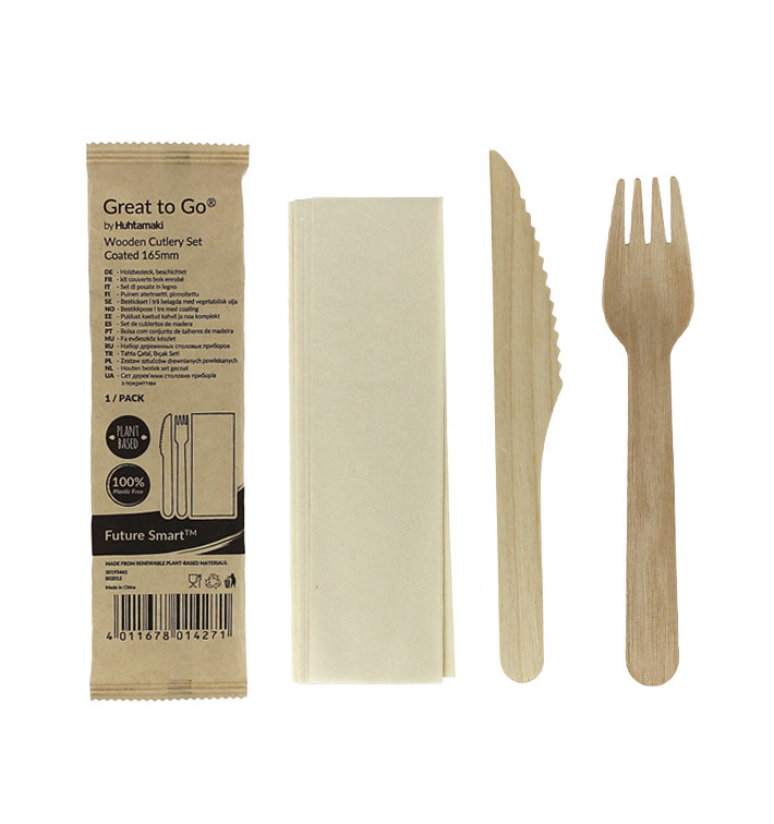 Set Couverts en Bois avec Vernis Fourchette, Couteau et Serviette (25 Utés) Set Couverts en Bois avec Vernis Fourchette, Couteau et Serviette (25 Utés)