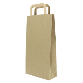 Papieren zak voor fles met handgrepen kraft 19+8x37cm (50 stuks) 