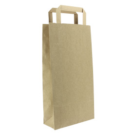 Papieren zak voor fles met handgrepen kraft 19+8x37cm (50 stuks) 