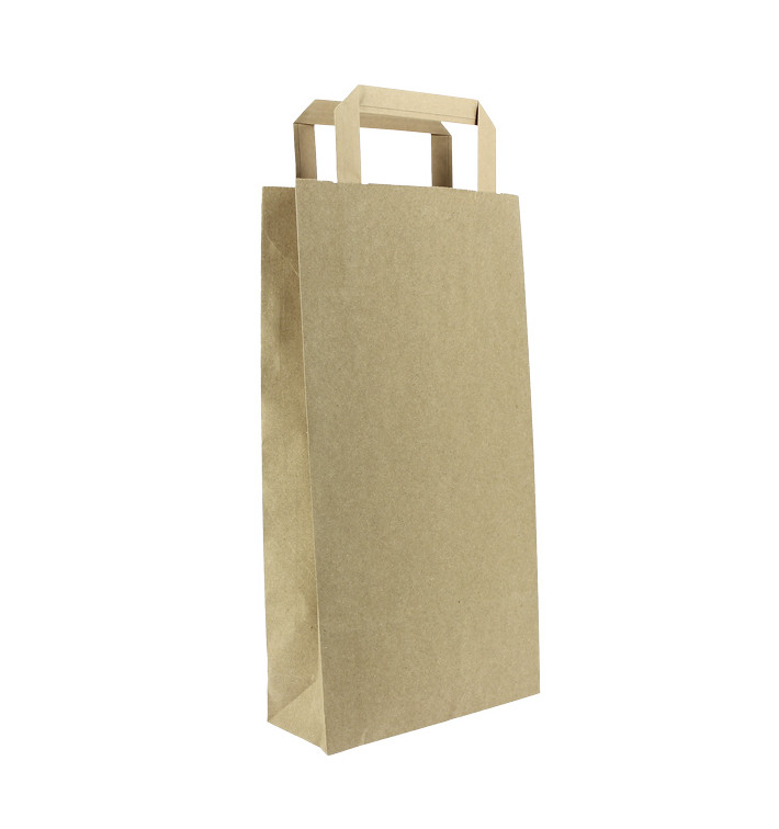 Papieren zak voor fles met handgrepen kraft 19+8x37cm (50 stuks) 