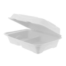 Suikerriet Gescharnierd Container wit 2C 23x15x7,5cm (250 stuks)