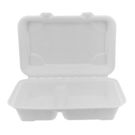 Suikerriet Gescharnierd Container wit 2C 23x15x7,5cm (250 stuks)