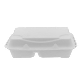 Suikerriet Gescharnierd Container wit 2C 23x15x7,5cm (250 stuks)