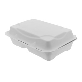 Suikerriet Gescharnierd Container wit 2C 23x15x7,5cm (250 stuks)