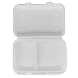 Suikerriet Gescharnierd Container wit 2C 23x15x7,5cm (250 stuks)