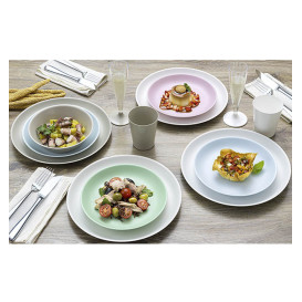 Assiette Réutilisable Durable PP Minéral Gris Ø18cm (54 Utés)