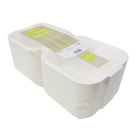 Suikerriet Burger Box wit 15x15x7,5cm (500 stuks)