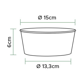 Papieren Vernieuwbare Saladekom witte 775ml Ø15cm (45 stuks)