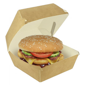 Bakjes Mega Hamburger Kraft Kartonnen Dubbele Sluiting 15,5x15,5x10cm (50 Stuks)