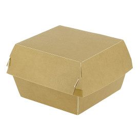 Boîte à Hamburger Carton Kraft Double Fermeture 11x11x7,5cm (50 Utés)