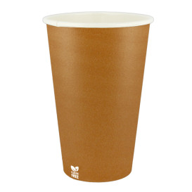 Plastic-Vrije Papieren Beker 16 Oz/480ml "Caramel" Ø9,0cm (50 stuks)