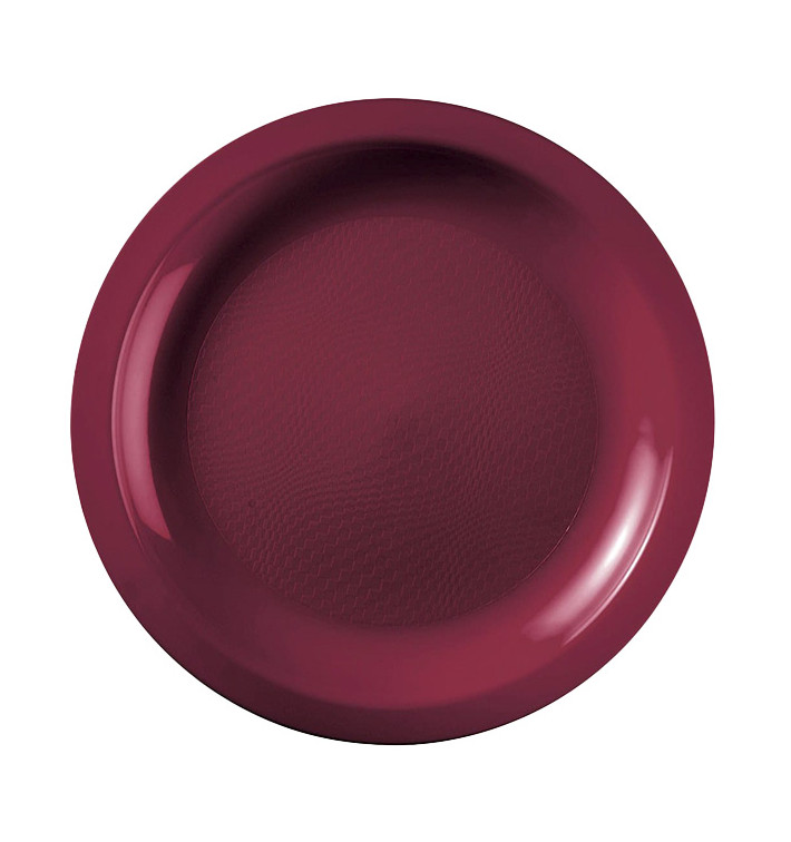Assiette Plastique Réutilisable Plate Bordeaux PP Ø185mm (600 Utés) Assiette Plastique Réutilisable Plate Bordeaux PP Ø185mm (600 Utés)