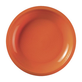 Assiette Plastique Réutilisable Plate Orange PP Ø185mm (600 Utés)