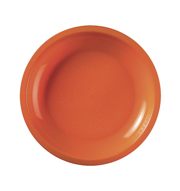 Paradox Aan het leren de begeleiding Plastic bord Plat oranje "Rond vormig" PP Ø18,5cm (50 stuks)