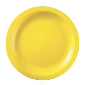 Assiette Plastique Réutilisable Plate Jaune PP Ø18,5cm (600 Utés)