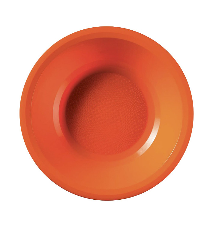 Assiette Plastique Réutilisable Creuse Orange PP Ø195mm (600 Utés)