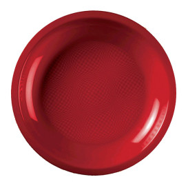 Plastic bord Plat rood "Rond vormig" PP Ø22 cm (25 stuks) 