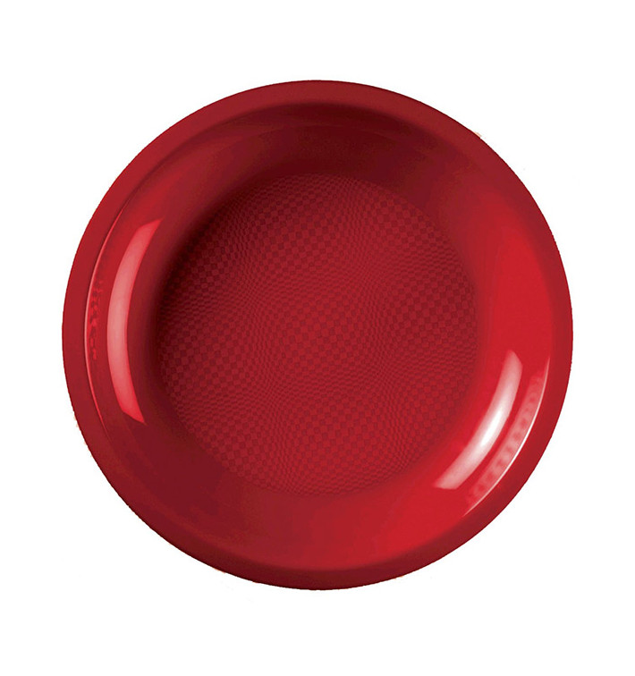 Me Autorisatie Mus Plastic bord Plat rood "Rond vormig" PP Ø22 cm (600 stuks)