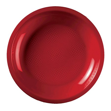 letterlijk Dakloos partij Plastic bord Plat rood "Rond vormig" PP Ø22 cm (600 stuks)