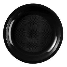 Assiette Plastique Réutilisable Plate Noir PP Ø220mm (600 Utés)