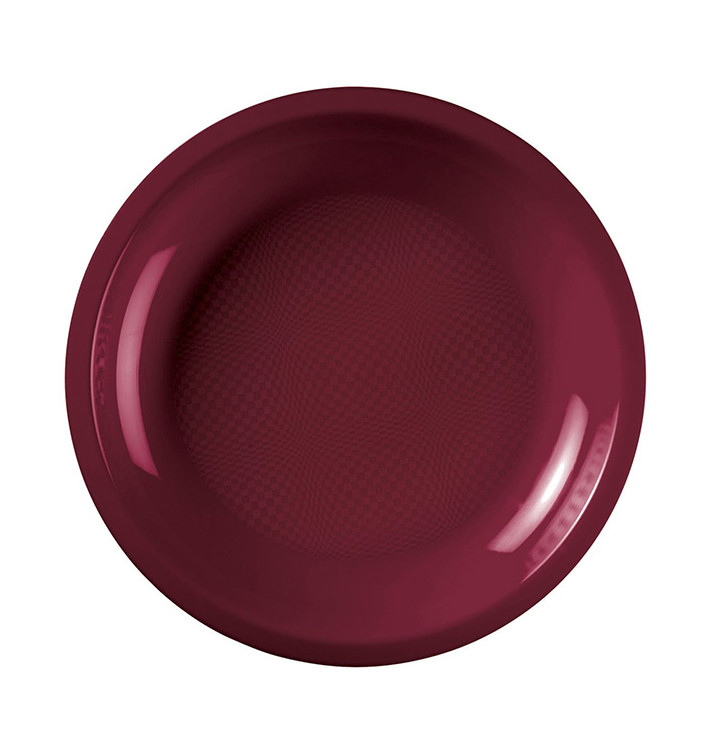 Plastic bord Plat bordeauxrood "Rond vormig" PP Ø22 cm (50 stuks) Plastic bord Plat bordeauxrood "Rond vormig" PP Ø22 cm (50 stuks)