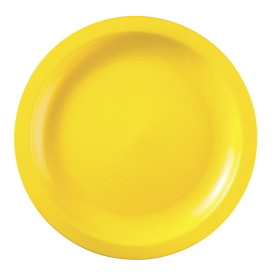 Assiette Plastique Réutilisable Plate Jaune PP Ø22cm (600 Utés)