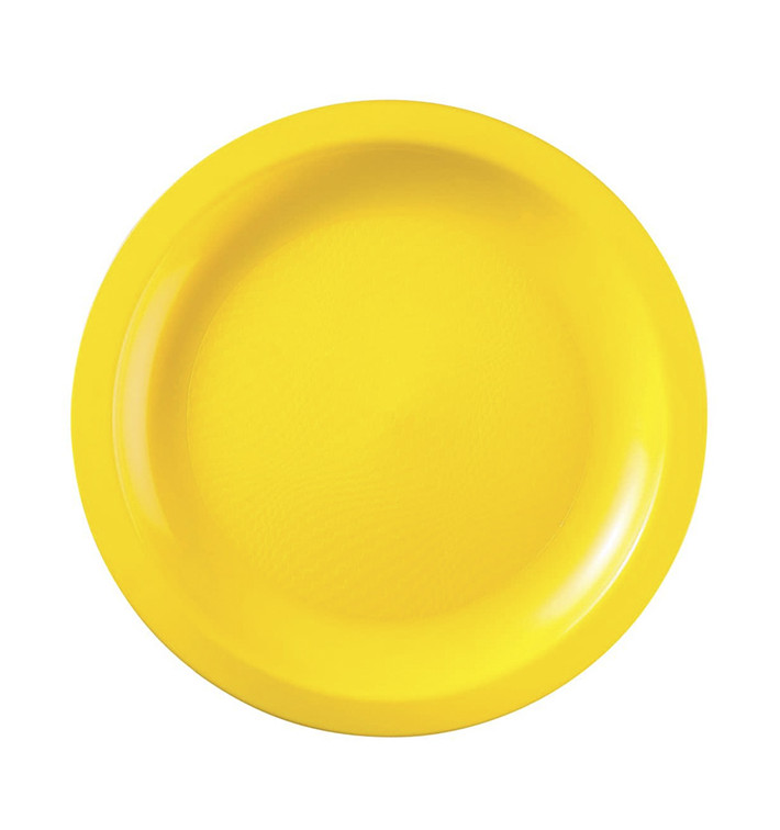 Assiette Plastique Réutilisable Plate Jaune PP Ø22cm (25 Utés) Assiette Plastique Réutilisable Plate Jaune PP Ø22cm (25 Utés)