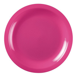 Assiette Plastique Réutilisable Plate Fuchsia PP Ø220mm (600 Utés)