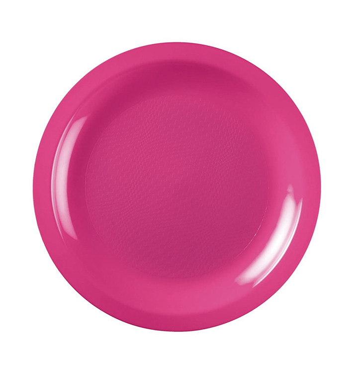 Assiette Plastique Réutilisable Plate Fuchsia PP Ø220mm (600 Utés)