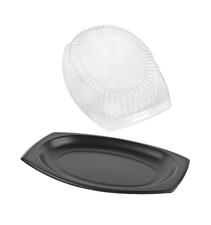 Assiette en Foam Noir avec Couvercle 230x180mm (500 Utés) Assiette en Foam Noir avec Couvercle 230x180mm (500 Utés)