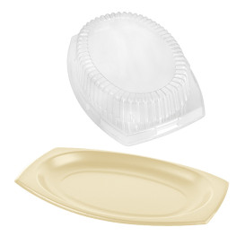 Assiette Thermique FOAM Miel avec Couvercle 230x180mm (125 Utés)