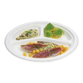 Assiette Bio en Canne à Sucre 3C Blanc Ø260mm (50 Unités)