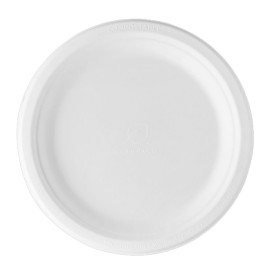 Assiette Canne à Sucre Bagasse Blanc Ø23 cm (500 Utés)