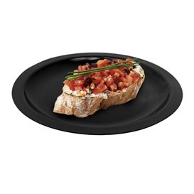 Assiette Plastique Réutilisable Plate Noir PP Ø185mm (600 Utés)