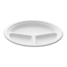 Assiette Canne à Sucre Bagasse 3C Blanc Ø25,3 cm (500 Utés)