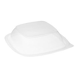 Plastic Deksel voor Deli Container PP Vierkant zwart en creme 16,5x16,5x4cm (50 stuks) 