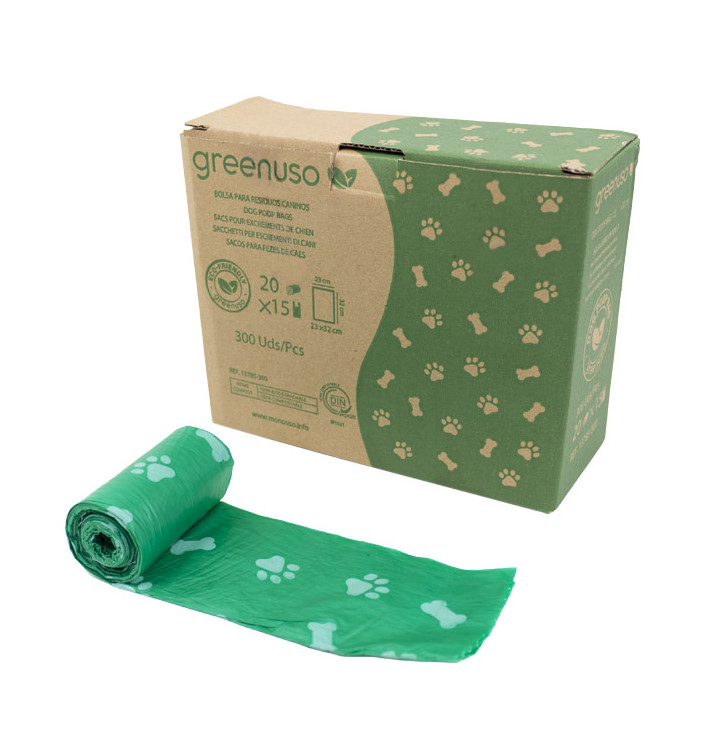 Plastic zak voor uitwerpselen van honden 100% bio 23x32cm (300 stuks) Plastic zak voor uitwerpselen van honden 100% bio 23x32cm (300 stuks)