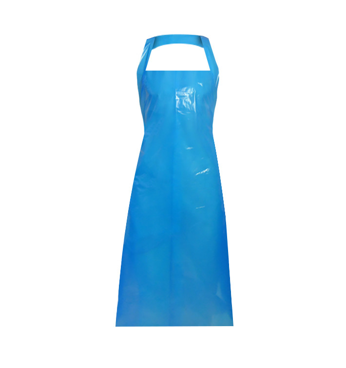 Wegwerp plastic PE schort G230 blauw 84x140cm (250 stuks) Wegwerp plastic PE schort G230 blauw 84x140cm (250 stuks)