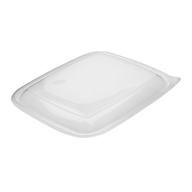 Plastic Deksel voor Deli Container PP Rechthoekige vorm zwart en creme 23x16,5cm (300 stuks)