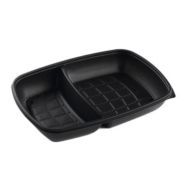 Barquette Plastique PP 2C Noir 1300ml 28x20x4cm (50 Utés)