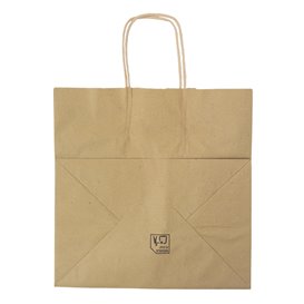 Sac Papier Kraft avec Anses Plates 70g/m² 26+18x26cm (50 Utés)