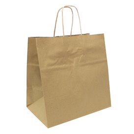 Sac Papier Kraft avec Anses Plates 70g/m² 26+18x26cm (50 Utés)